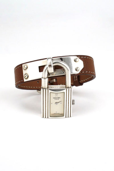 Vintage Hermes sterling silver and leather Kelly watch – antiques-art 