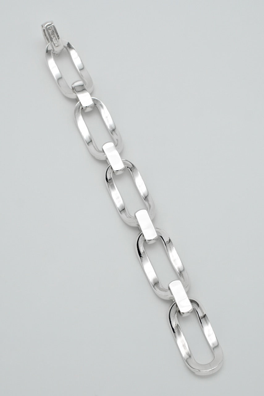 Vintage Italian Sterling Silver Large Link Bracelet - Uno A Erre 1960s