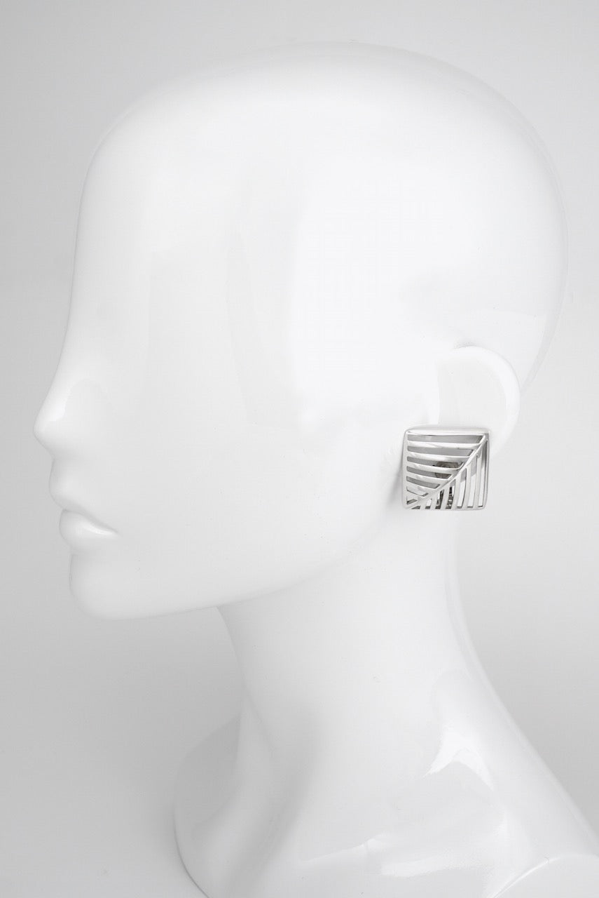 Vintage Georg Jensen Sterling Silver square grille clip earrings - design 389 Nanna Ditzel