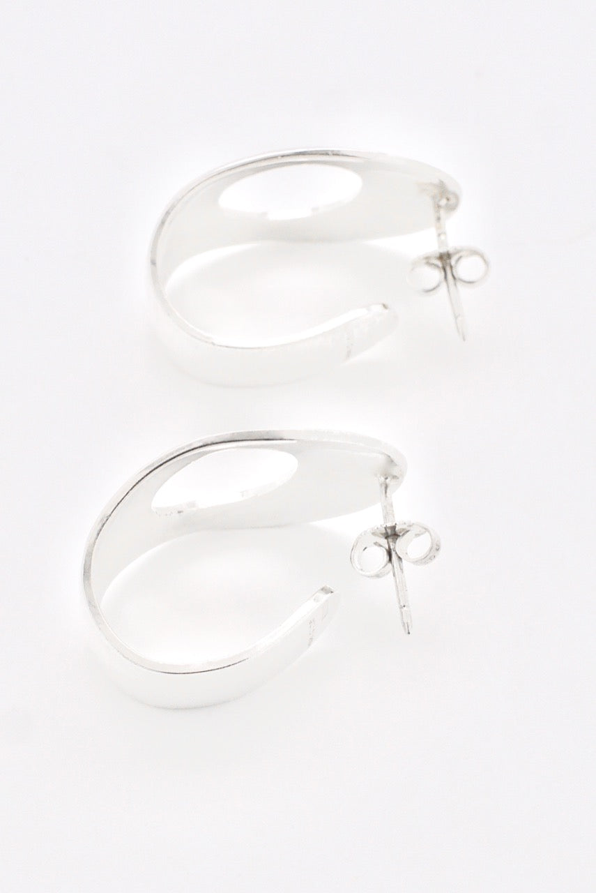 Vintage Gucci Sterling Silver Half Hoop Earrings