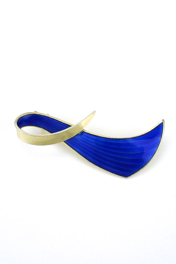 Norwegian silver and blue enamel brooch 1950s Albert Scharning