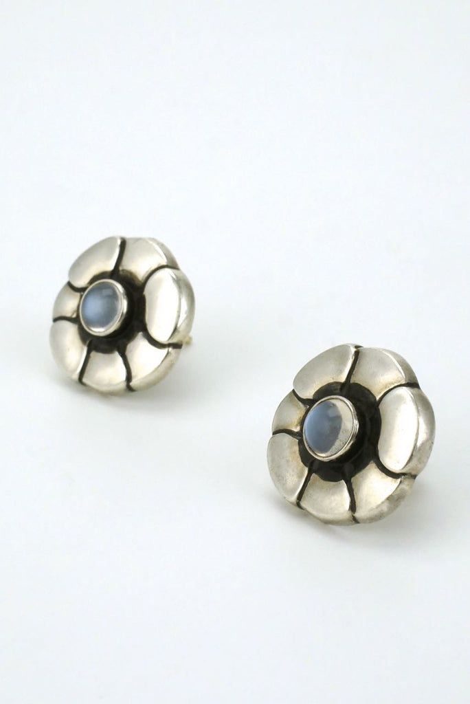 Georg Jensen silver moonstone stud earrings - design 36