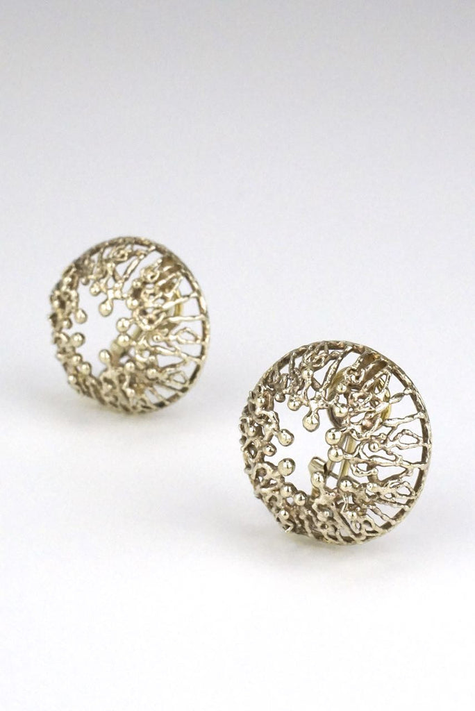 Stuart Devlin silver filigree clip earrings