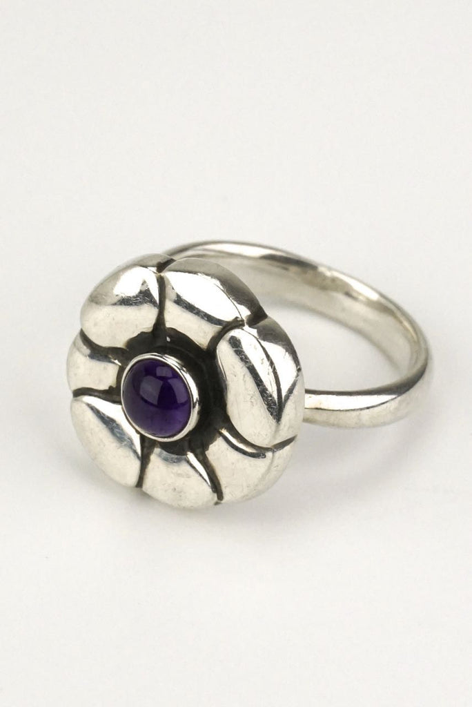 Georg Jensen Moonlight Blossom amethyst flower ring - design 36