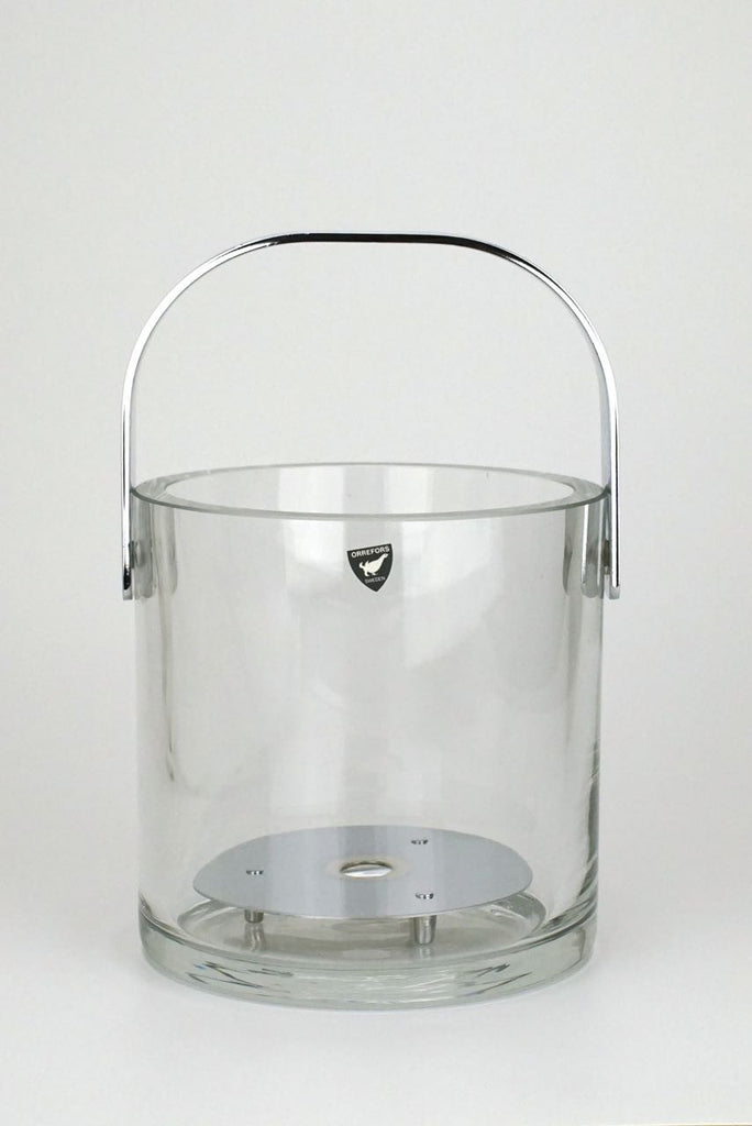 Orrefors glass ice bucket and tongs