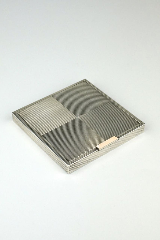 Sterling silver square compact box - David Sutton and Sons London 1948