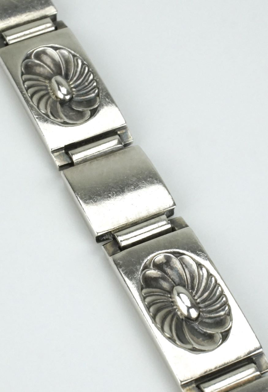 Georg Jensen silver lotus panel bracelet - design 56A