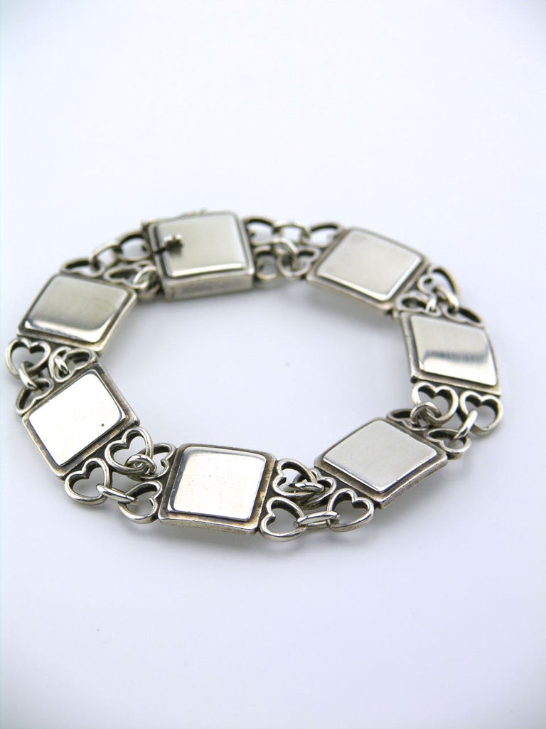 Georg Jensen silver hearts and squares bracelet - design 70