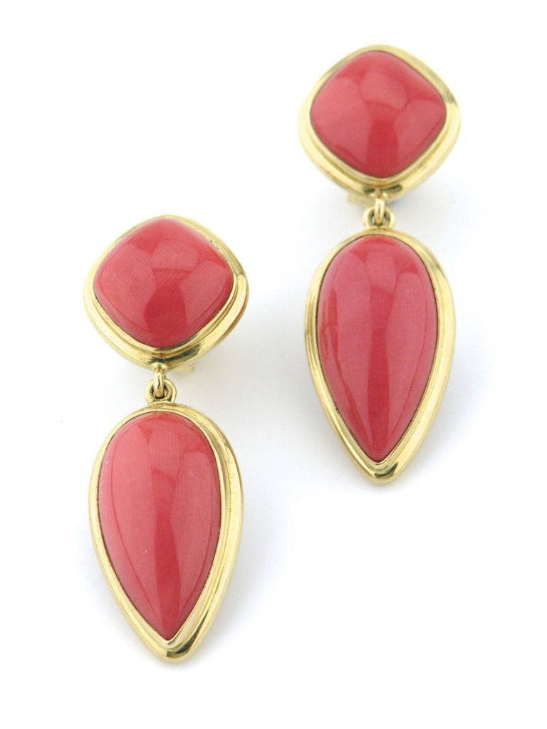 Tony White gold and coral drop earrings